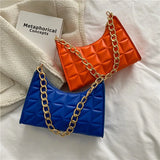 Vintage PU Leather Shoulder Bag for Women Thick Chain Small Handbag