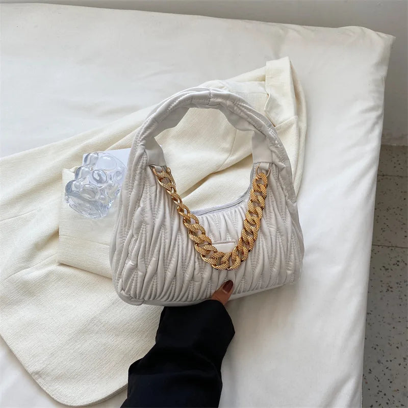 Vintage PU Leather Shoulder Bag Thick Chain Handbags