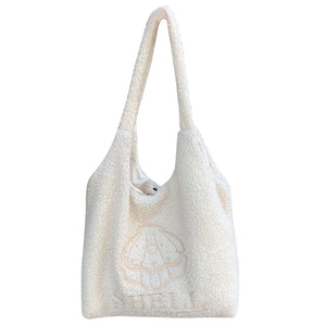 Casual Tote Bag Plush Underarm Bag Ink Pattern Shopping Bag