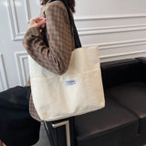 Canvas Shoulder Bag Large Capacity Women's Totes Solid Color Casual Shopper