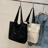 Canvas Shoulder Bag Large Capacity Women's Totes Solid Color Casual Shopper