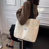 Canvas Shoulder Bag Large Capacity Women's Totes Solid Color Casual Shopper
