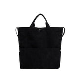Corduroy Tote Shoulder Bag for Women Large Capacity Winter Soft Solid Messenger
