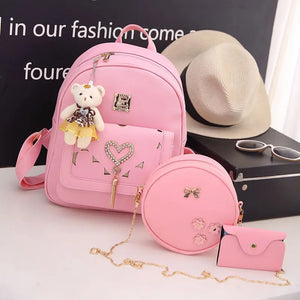 Hollow Pu Leather Tassel Rivet Backpack for Girls