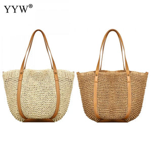 Straw Beach Tote Bag Top Handle Handbags Bohemian Vacation Casual Bags