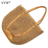 Straw Beach Tote Bag Top Handle Handbags Bohemian Vacation Casual Bags