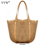 Straw Beach Tote Bag Top Handle Handbags Bohemian Vacation Casual Bags