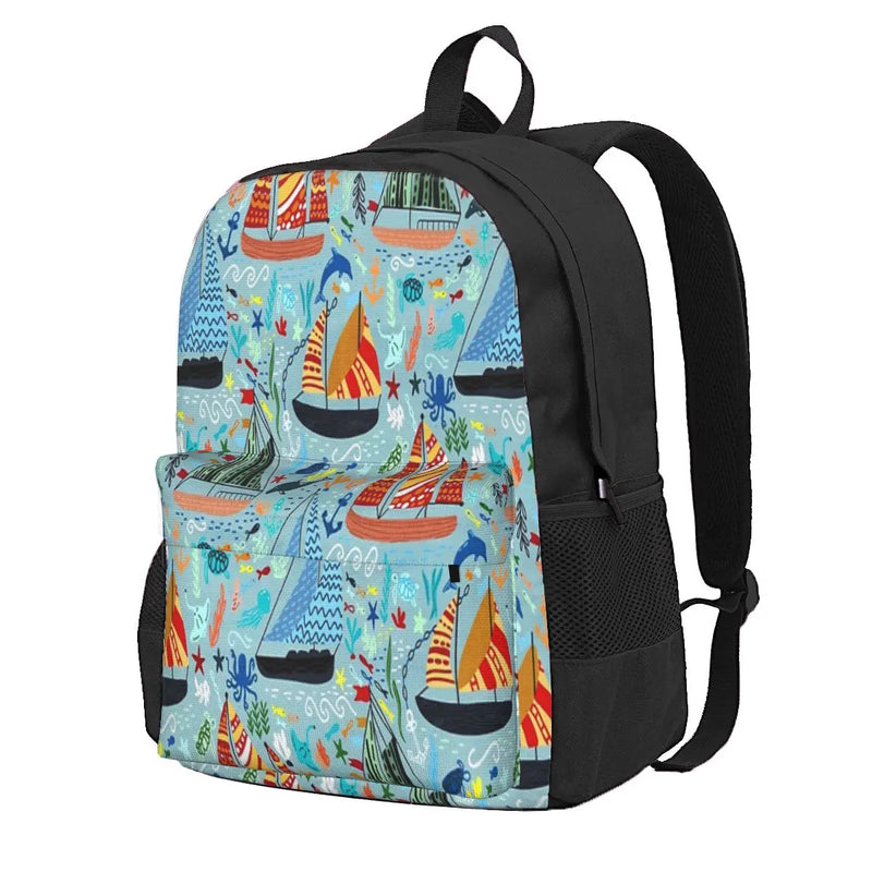 Boats Backpack Men's Zipper Close Bag
