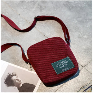 Corduroy High Crossbody Bag Solid Colors Casual Lovely