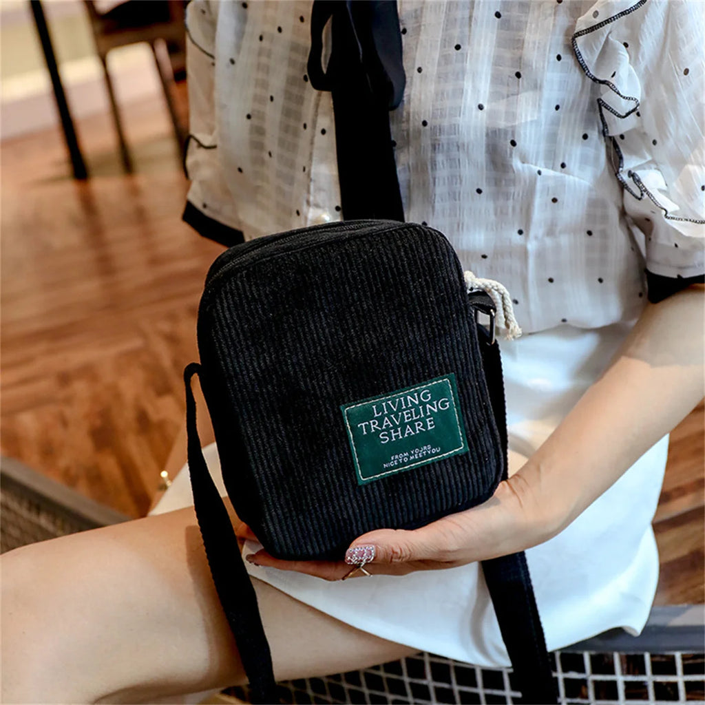 Corduroy High Crossbody Bag Solid Colors Casual Lovely
