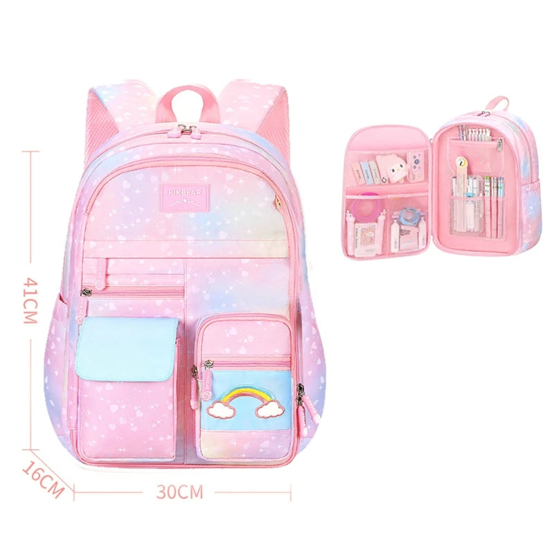Side-Opening School Bags Waterproof School Backpack For Girls