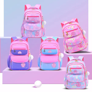 Princess Backpack Gradient Waterproof School Bag for Girls