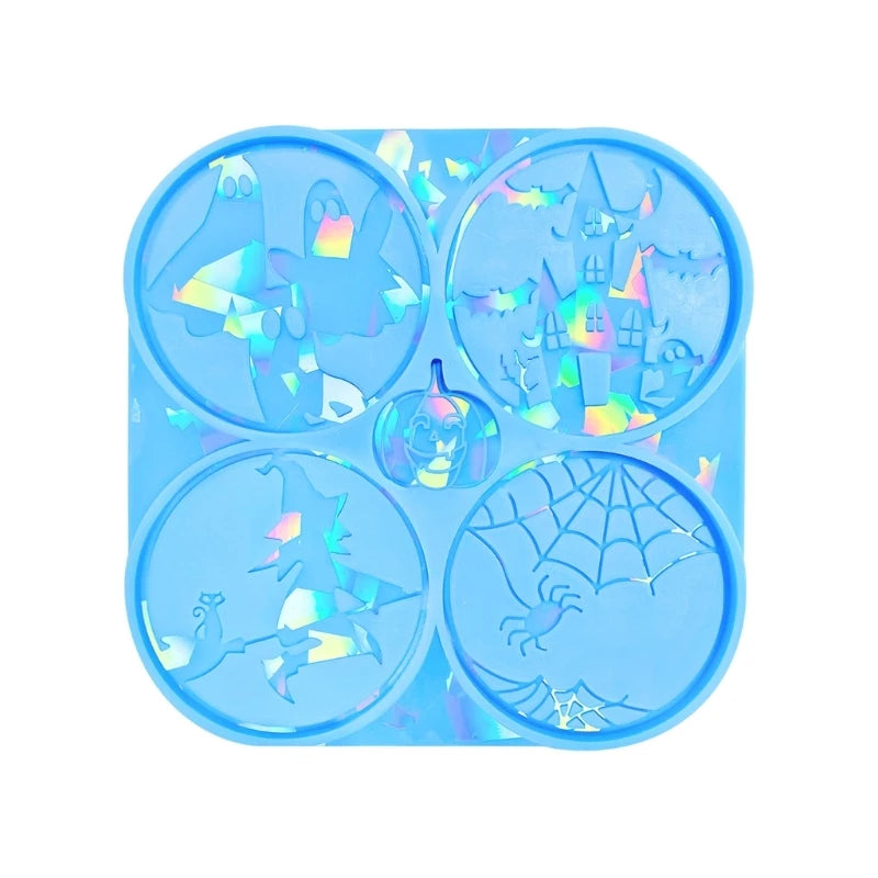 Silicone Mold Halloween Coffee Tea Tray Cup Mat Epoxy Resin Casting Mould