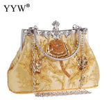 Embroidered Silk Evening Party Clutch Handbag with Floral Design