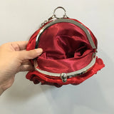 Silk Flower Clutch Purse Mini Round Evening Bag Wedding Party Wallets