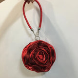 Silk Flower Clutch Purse Mini Round Evening Bag Wedding Party Wallets