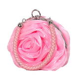 Silk Flower Clutch Purse Mini Round Evening Bag Wedding Party Wallets