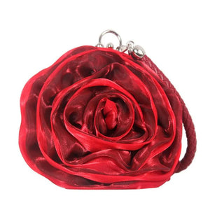 Silk Flower Clutch Purse Mini Round Evening Bag Wedding Party Wallets