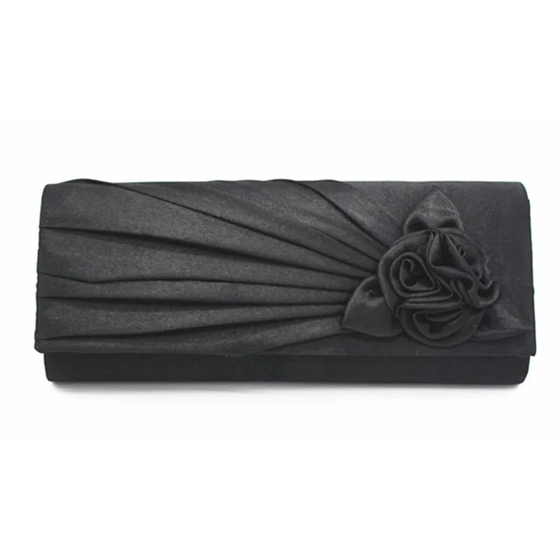 Silk Evening Party Clutch Bag Flower Chain Small Shoulder Handbags