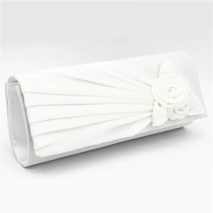 Silk Evening Party Clutch Bag Flower Chain Small Shoulder Handbags