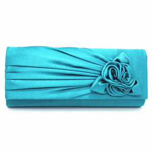 Silk Women Evening Party Bags Clutch Bag Flower With Chain Small Shoulder Handba
