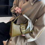 Silk Scarf Shoulder Sling Bags for Women Lady Stone Pattern Leath