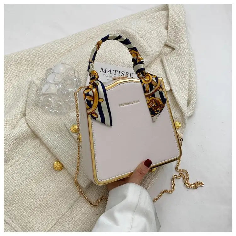 Retro Chain Small Square Silk Scarf Shoulder Bag