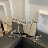Silver Bow Shaped Party Clutch for Women Wedding Evening Bag