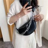 Silver Chain Crossbody Bags PU Leather Shoulder Messenger Handbags