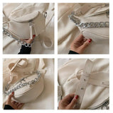 Silver Chain Crossbody Bags PU Leather Shoulder Messenger Handbags