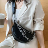 Silver Chain Crossbody Bags PU Leather Shoulder Messenger Handbags