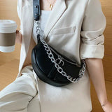 Silver Chain Crossbody Bags PU Leather Shoulder Messenger Handbags