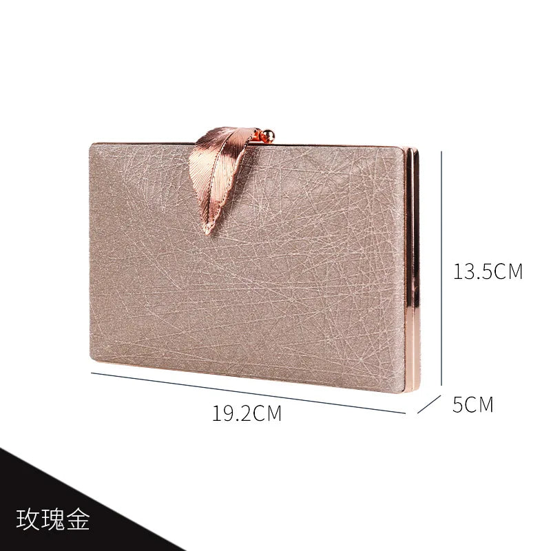 Silver Clutch Bags Womens High Wedding Purse Leaf Shape Hasp Crossbody Bag