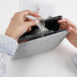 Silver Clutch Bags Womens High Wedding Purse Leaf Shape Hasp Crossbody Bag