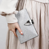 Silver Clutch Bags Womens High Wedding Purse Leaf Shape Hasp Crossbody Bag
