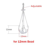 925 Silver Stone Bead Holder Cage Pendant Necklace Accessories