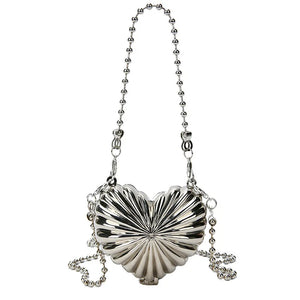 Silver Sling Handbag Crossbody Bag Mini Evening Bags Clutch Wallet Prom Purse