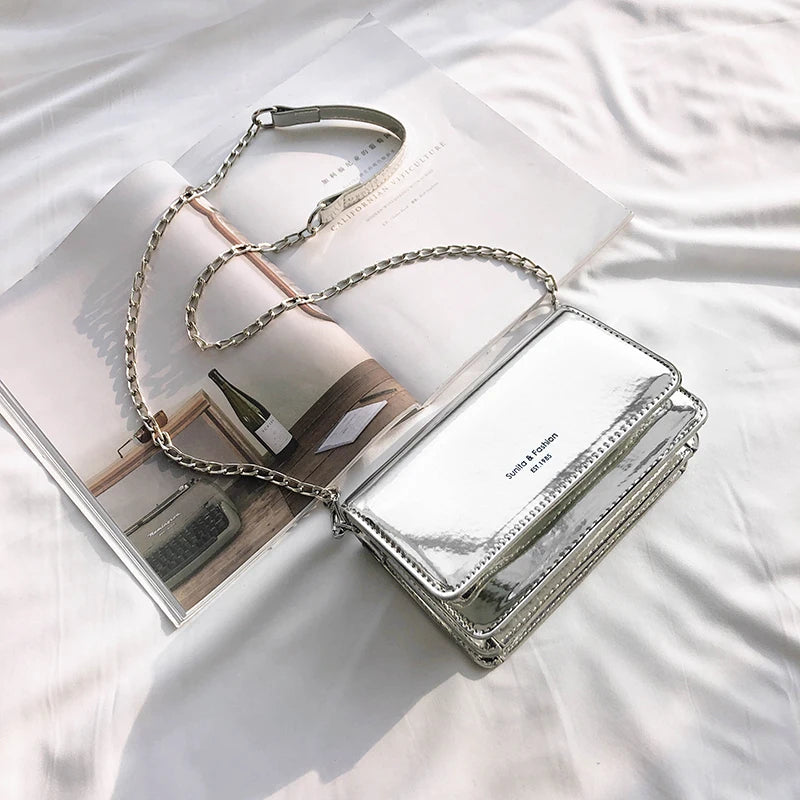 Silver Chain Shoulder Bag for Women Summer Crossbody Bags