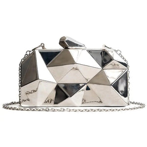 Silver Acrylic Box Geometry Clutch Evening Bag