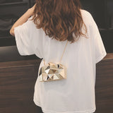 Silver Acrylic Box Geometry Clutch Evening Bag