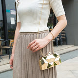 Silver Acrylic Box Geometry Clutch Evening Bag