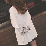 Silver Acrylic Box Geometry Clutch Evening Bag