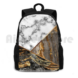 Waterproof Outdoor Hiking Backpack Silver Gray Marble Bronze