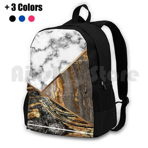 Waterproof Outdoor Hiking Backpack Silver Gray Marble Bronze
