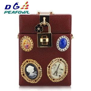 Women's Silver Evening Clutch Bag with Diamonds