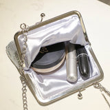 Silver Metal Women Party Clutch Bag Diamond Tassel Crossbody Chain Bag