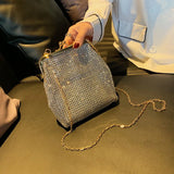 Silver Metal Women Party Clutch Bag Punk Purses and Handbags Female Evening Bag
