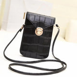 Silver Crocodile Leather Phone Mini Bag Clutch Purse