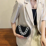 Silver PVC Box Party Clutch Bag Chain Shoulder Crossbody Mini Purse