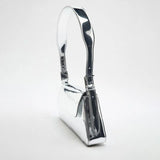 Silver Patent Leather Shoulder Bag for Women